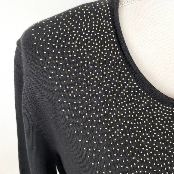 Calvin Klein Gold Stud Embellished Sweater In Black Size Medium - Picture 5 of 11